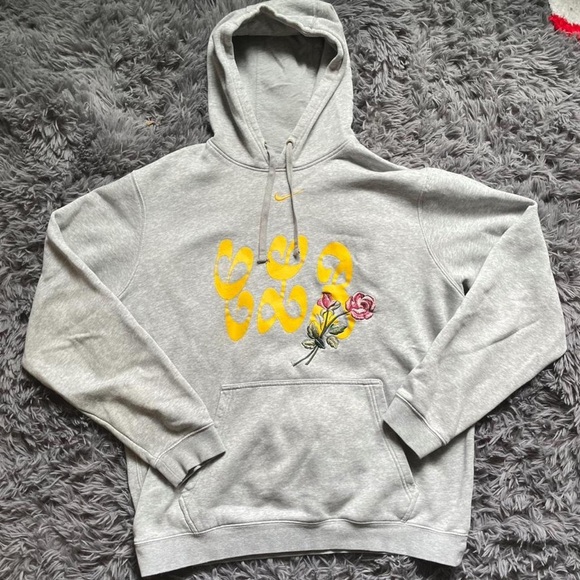Nike Other - Nike Gray Hoodie with Yellow and Pink Design